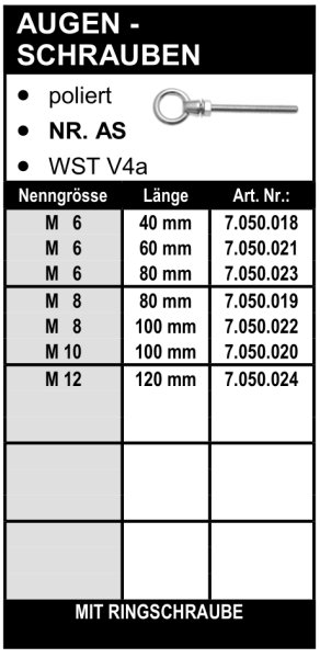 Edelstahl Augenschrauben